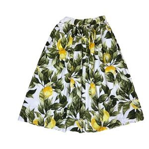 ⭐️ NWT H&M A-Line Skirt with Lemon and Leaf Print- size 8